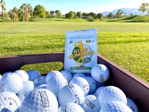 Golf Gummies Bag In Practice Golf Ball Box On Golf Course