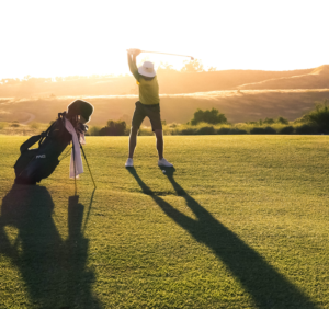 Sunset Golfer Shadow Backlit